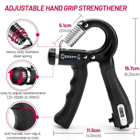 6-in-1 Hand Grip Strengthener Set – Einstellbarer Unterarmtrainer für Rehabilitation, Kraft & Stressabbau